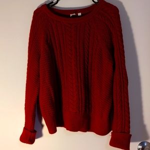 Red Cable knit sweater XL